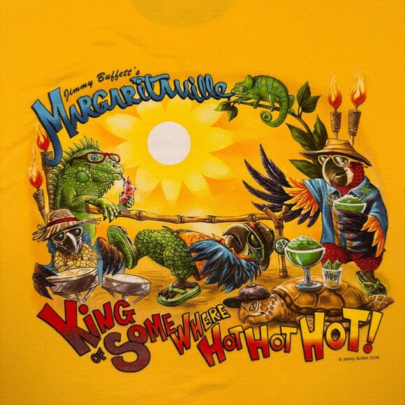 Vtg Y2K Jimmy Buffett Margaritaville "Hot Hot Hot" Animal Print Shirt - XL - Picture 3 of 8